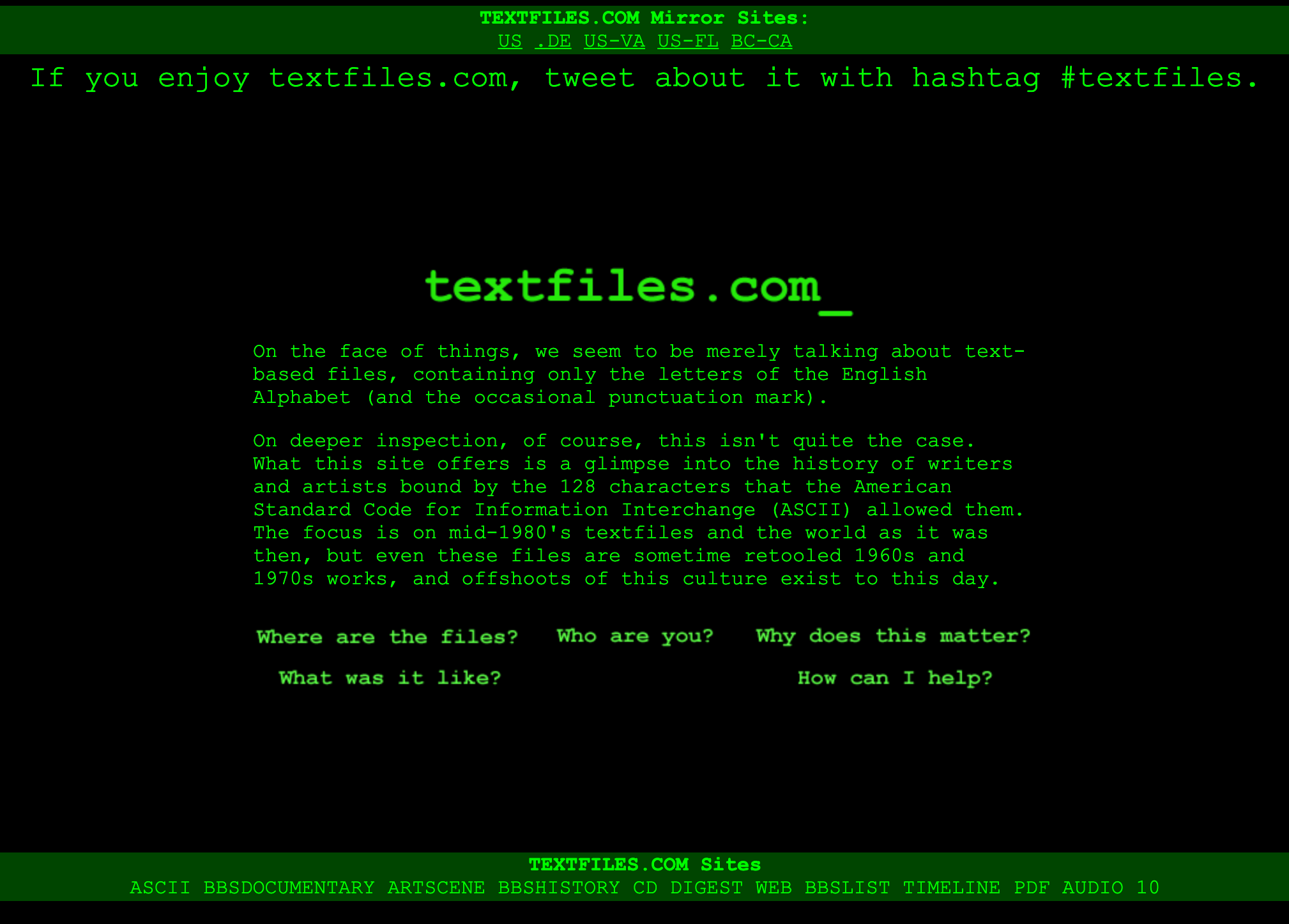 TextFiles.com gives us a unique view into the pre-Internet days where the BBS reigned supreme