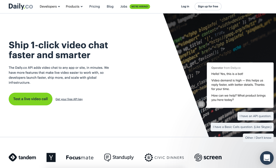 Daily.co just raised a fresh $4.6M for their video chat API