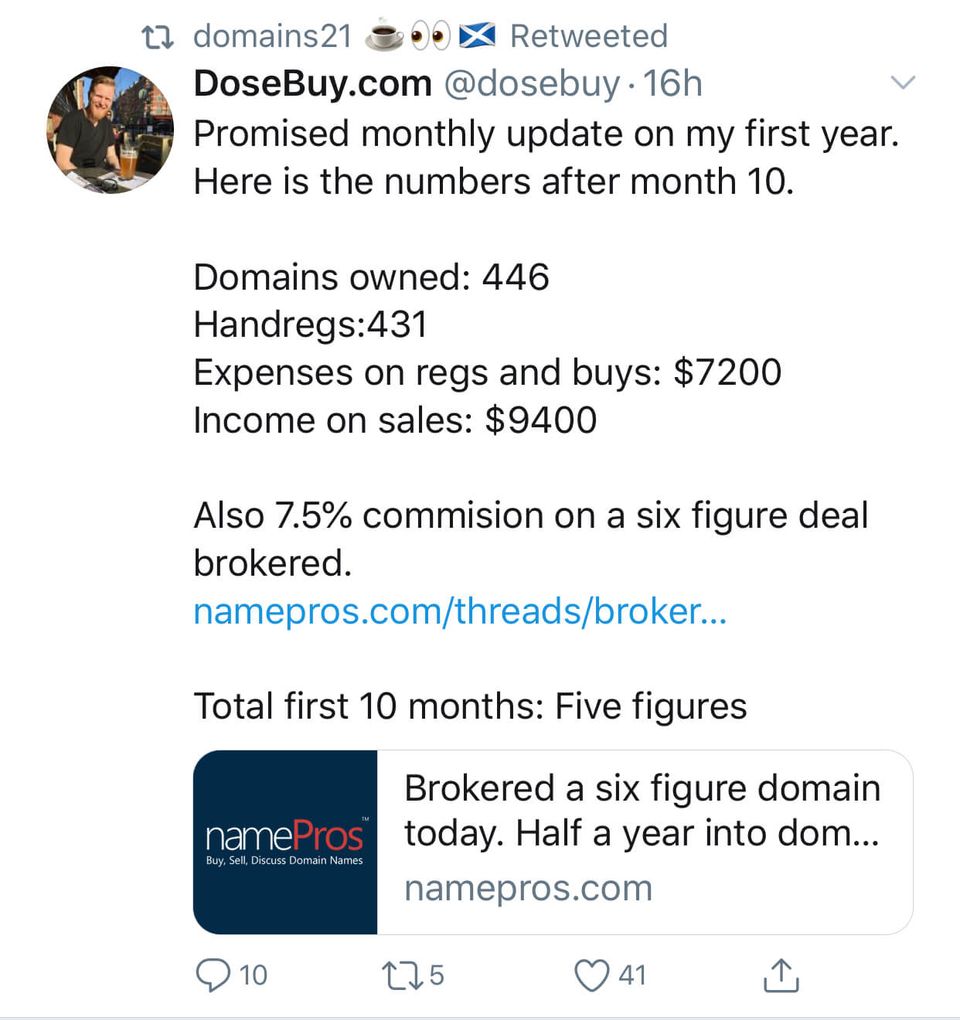 DoseBuy shares data on his first ten months investing in domain names