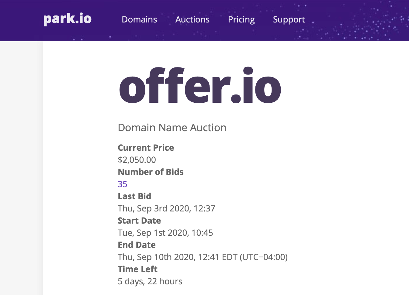 Could Offer.io be a record-breaking sale on Park.io?