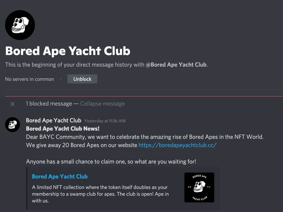 Scam alert – BoredApeYachtClub.cc is not Bored Ape Yacht Club, you’ve been warned