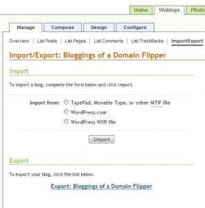 Typepad Import/Export