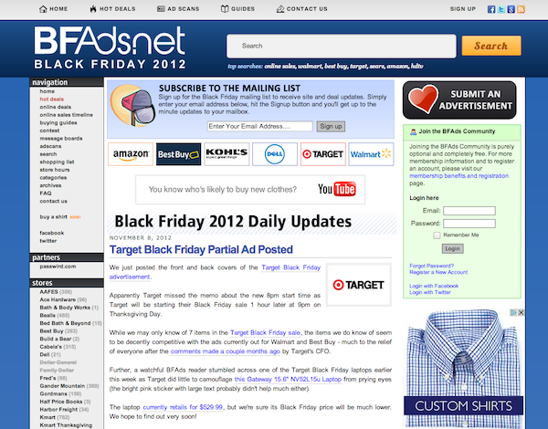 BFAds.net Black Friday 2012