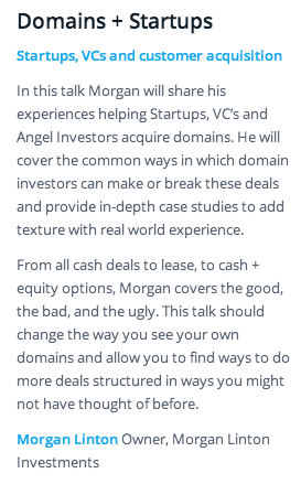 Domains Startups NamesCon Morgan Linton