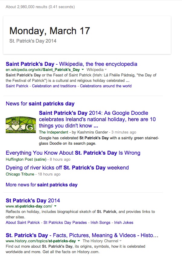 Saint Patricks Day Google