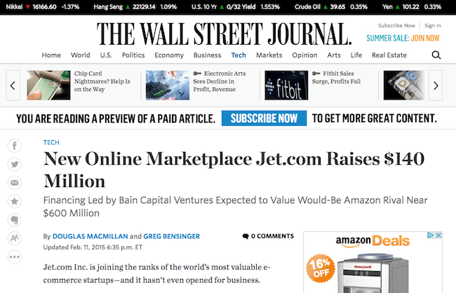 Jet.com raises $140 million