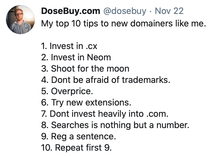 DoseBuy Domain Investing Advice