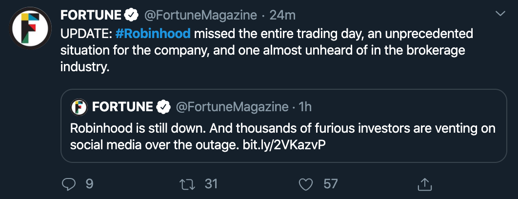 Robinhood Forbes on outage