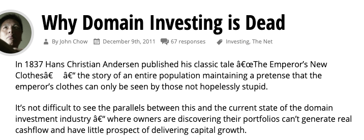 Domain Investing is Dead