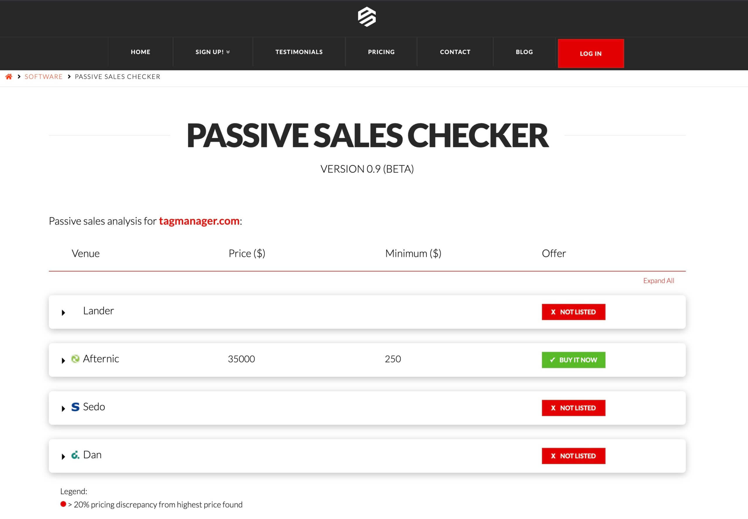 Passive domain sales checker