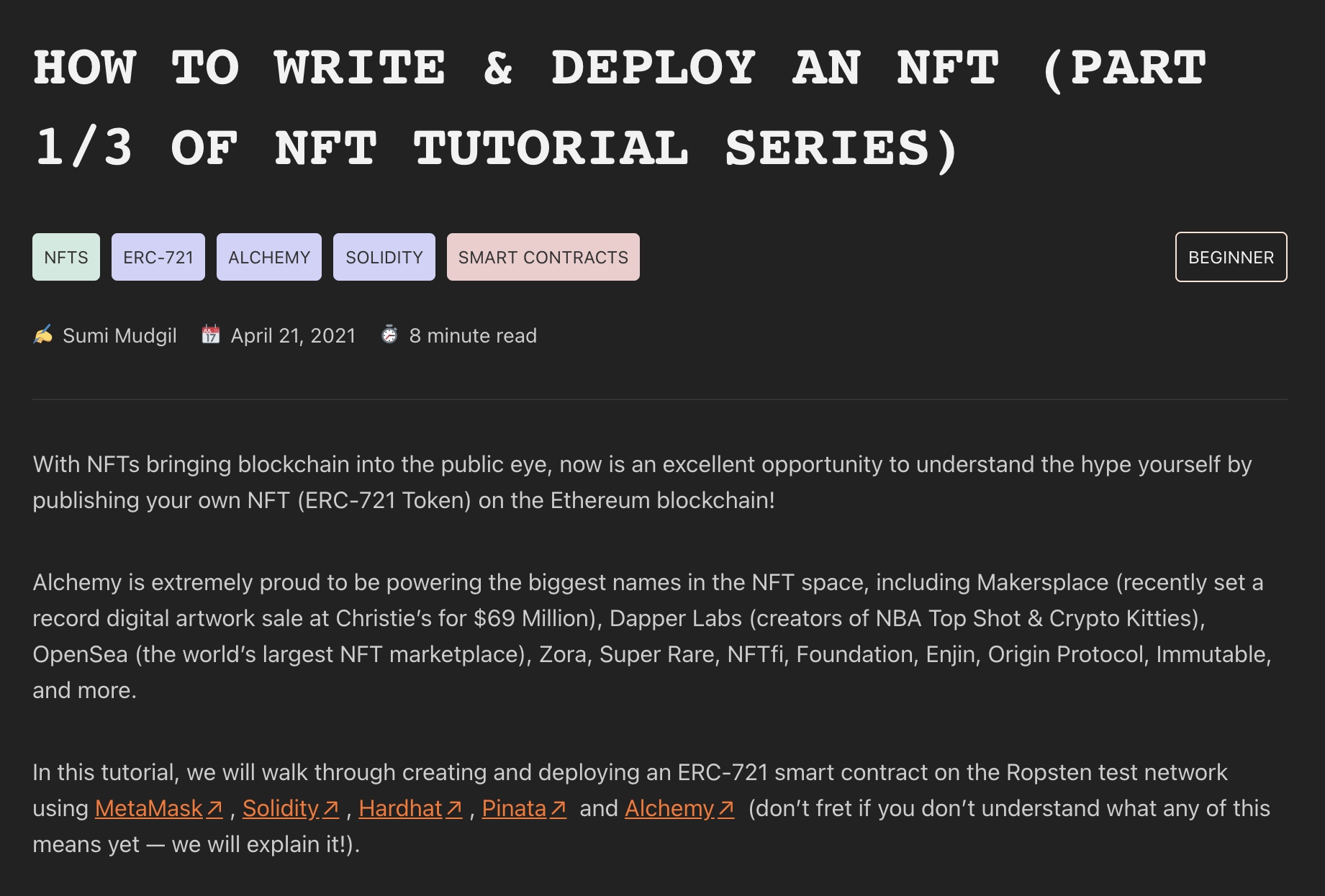 How to write and deploy an NFT
